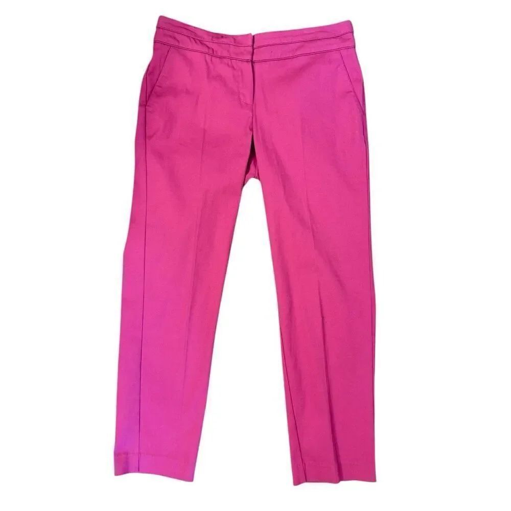 Larry Levine Slim Ankle Pants Sz. 8 Fuchsia Set In Waist Spring Stretch